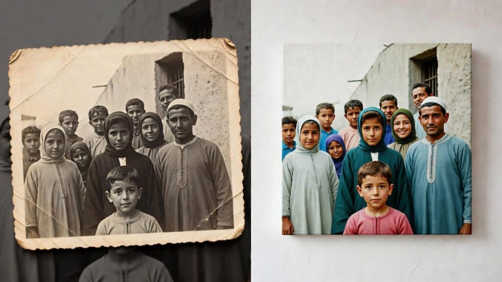 Transformez vos souvenirs en chefs-d'œuvre : Découvrez l'impression sur toile en relief que le temps ne pourra jamais effacer. 1 aImpression sur toile - impression canevas - restauration - coloration - IA - Livraison sur toute la Tunisie